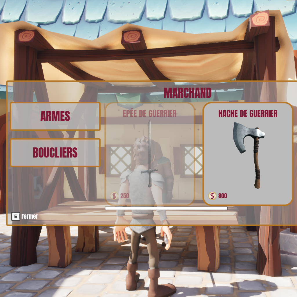 Présentation des marchand dans Arena Fight, dans le cadre d'une formation destinée aux débutant sur Unreal Engine 5