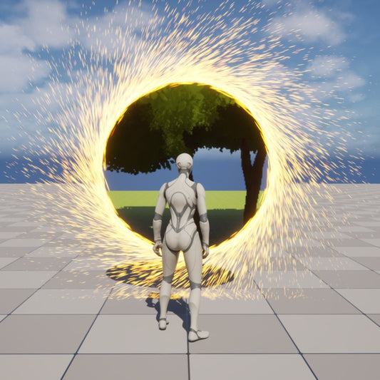 Illustration stylisée représentant un portail magique façon Doctor Strange (ressource UE5).