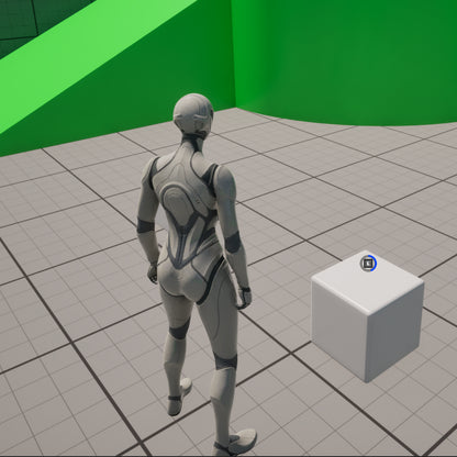 Exemple d’interaction Hold dans Unreal Engine 5 : le joueur doit maintenir la touche affichée pour activer l’interaction, version Pro.