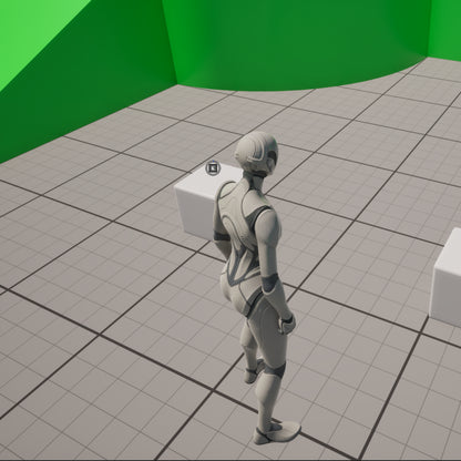 Exemple de mise à jour de l'ui d'interaction dans unreal Engine 5 : le prompt se met à jour selon le regard du joueur.